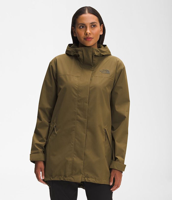 The North Face Rain Jacket Voyage Midi Olive - Womens - Thailand APEWR-4930